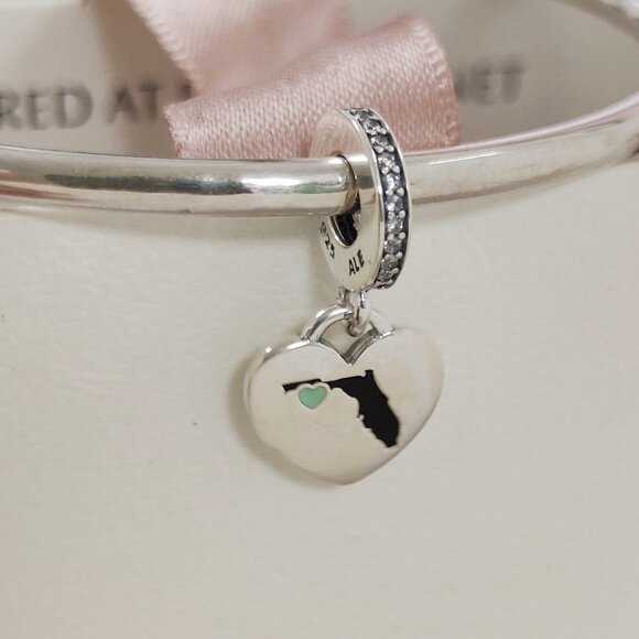 Pandora Florida Map Exclusive Heart Bead Charm S925 Silver Pendant with box - Picture 8 of 10